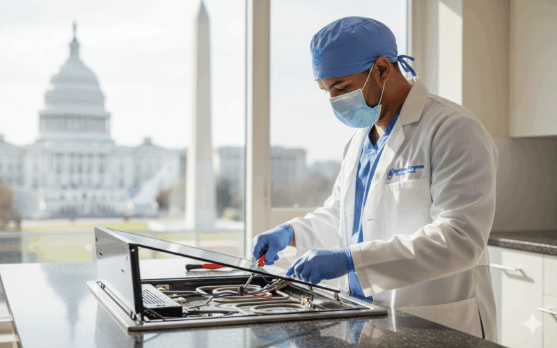Expert technician from Appliance Surgeon performing appliance repair in Washington DC, Virginia and Maryland