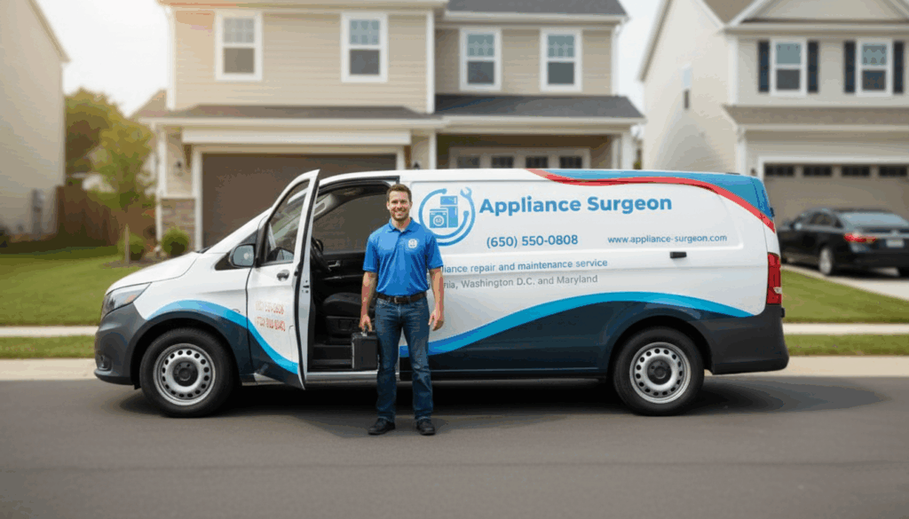 Appliance repair technician arrived to serve customer