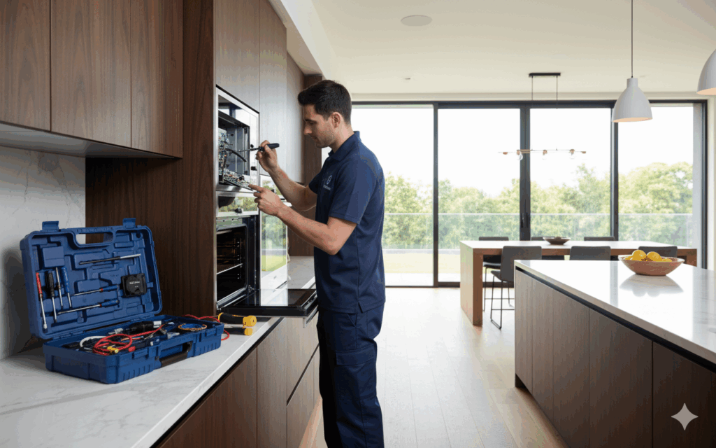 Appliance Surgeon technician repairing oven in Washington DC