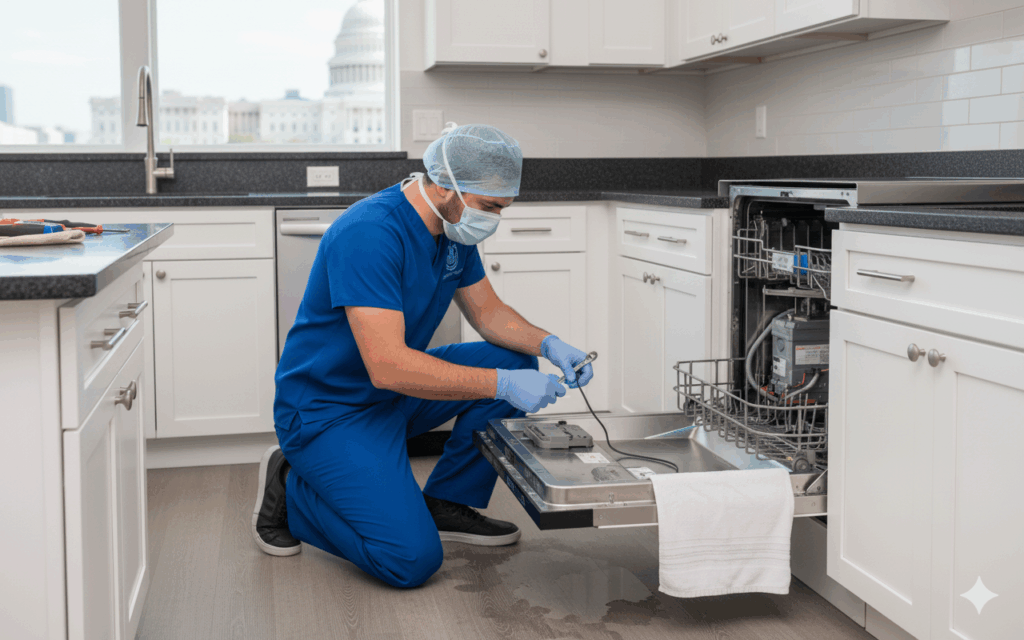 fixing leaking dishwasher unit in washington dc