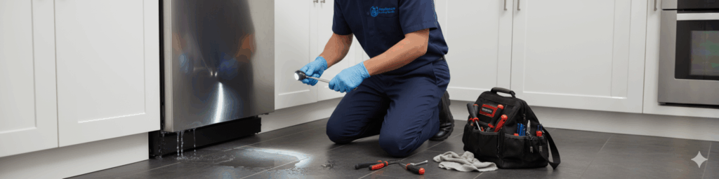 fixing leaking dishwasher unit in fairfax