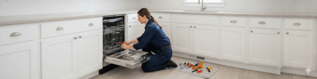 technician repairing dishwasher in fairfax, va kitchen